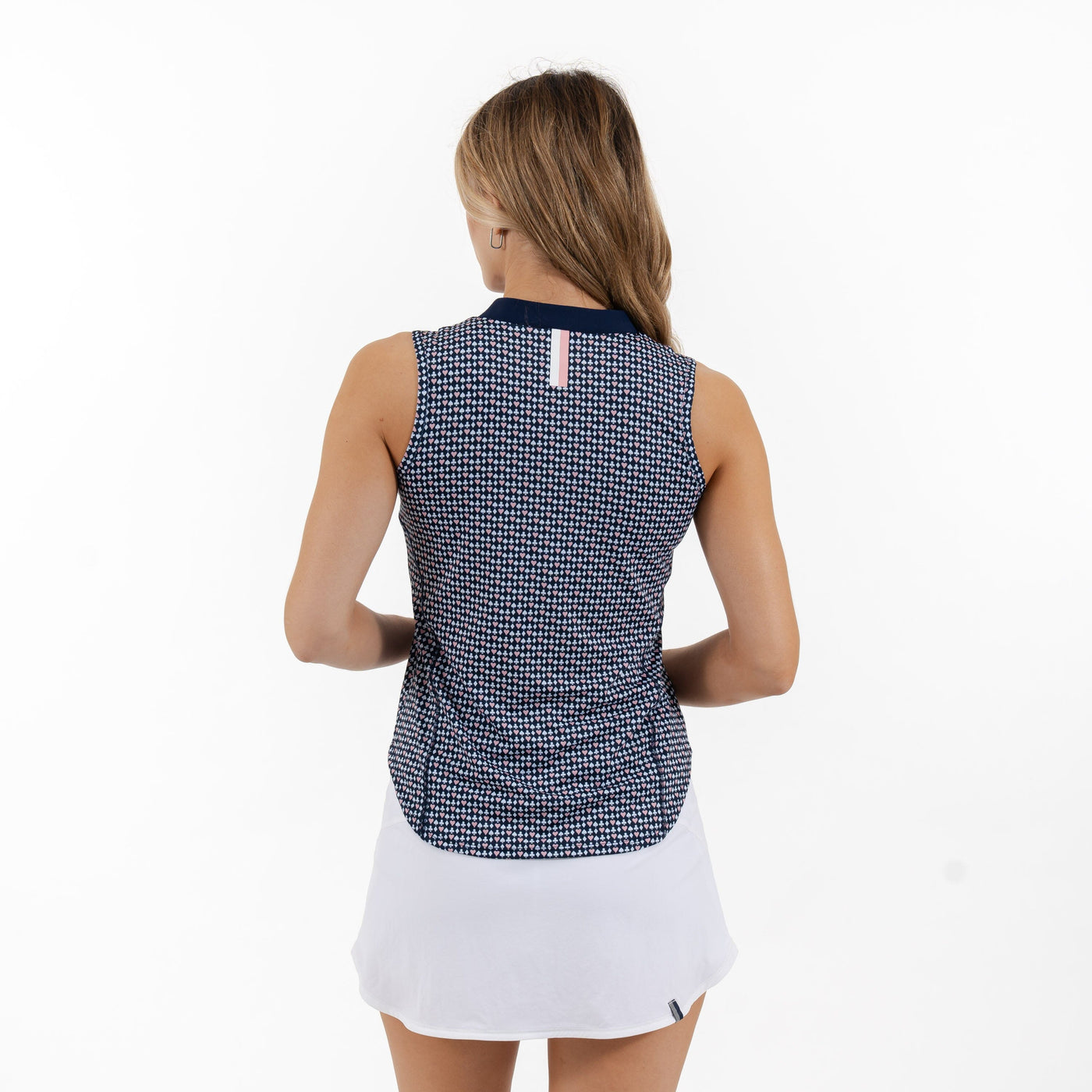 Queen Of Hearts Sleeveless Zip | The Queen Of Hearts - Fleet Navy/Soft Pink