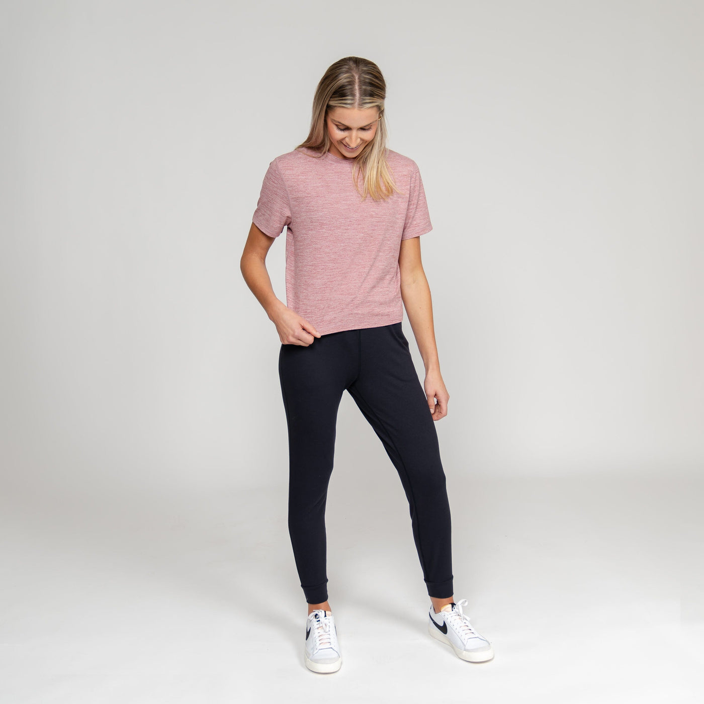 Drift Performance Crop Tee | Heather - Red Card Red/White
