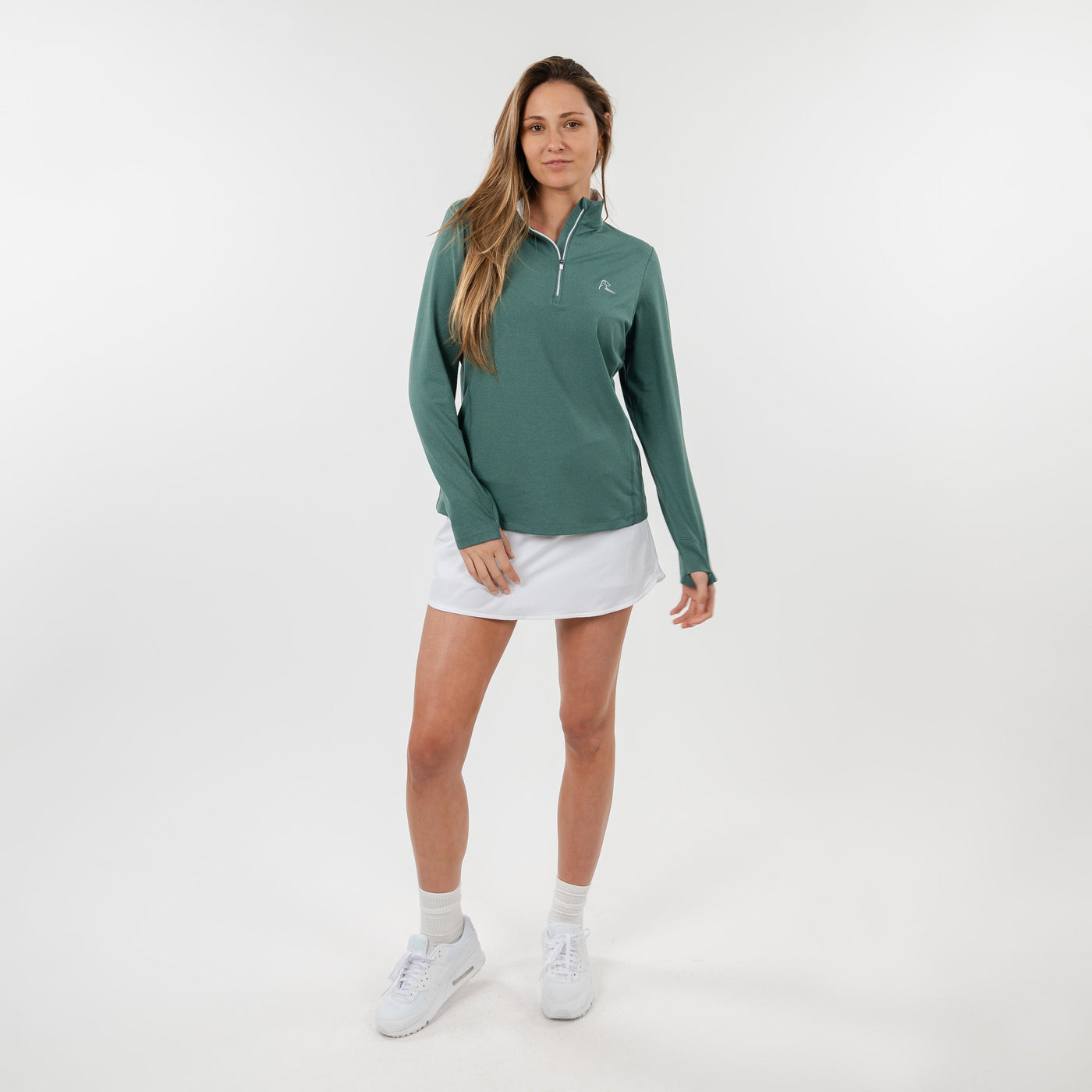 Heather Performance Q-Zip | Heather - Basil Green/Fern Green