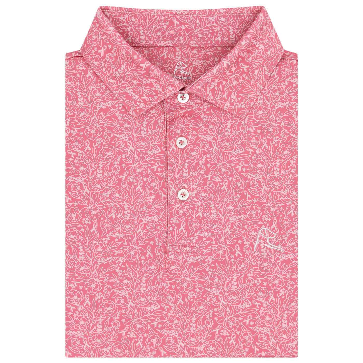 The Ribbon Floral | Performance Polo | The Ribbon Floral - Rose Pink/Pastel Pink