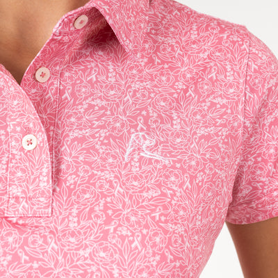 Ribbon Floral Performance Polo | The Ribbon Floral - Rose Pink/Pastel Pink