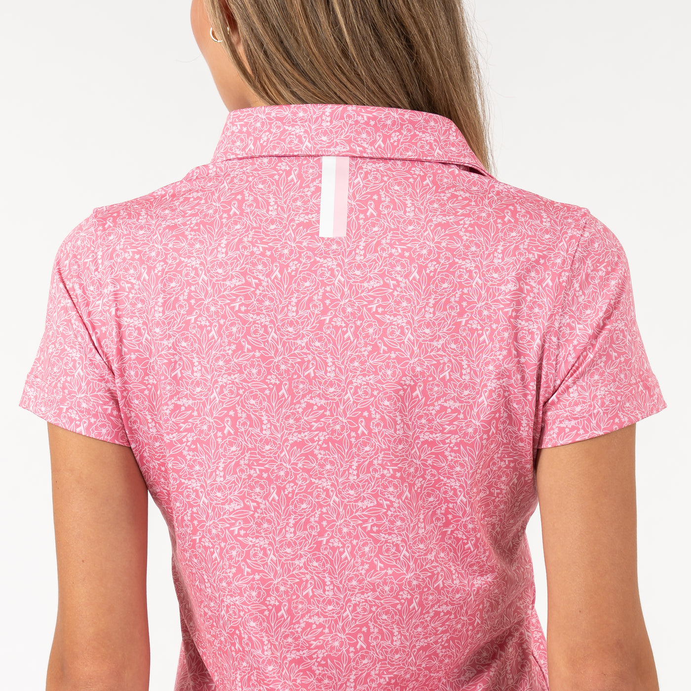 Ribbon Floral Performance Polo | The Ribbon Floral - Rose Pink/Pastel Pink