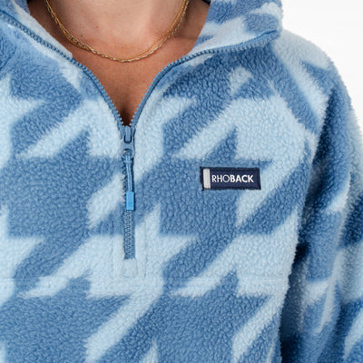 Rivanna Fleece Pullover | The Bold Houndstooth - Highcountry Blue/Pure Blue