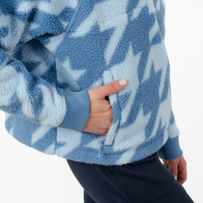 Rivanna Fleece Pullover | The Bold Houndstooth - Highcountry Blue/Pure Blue