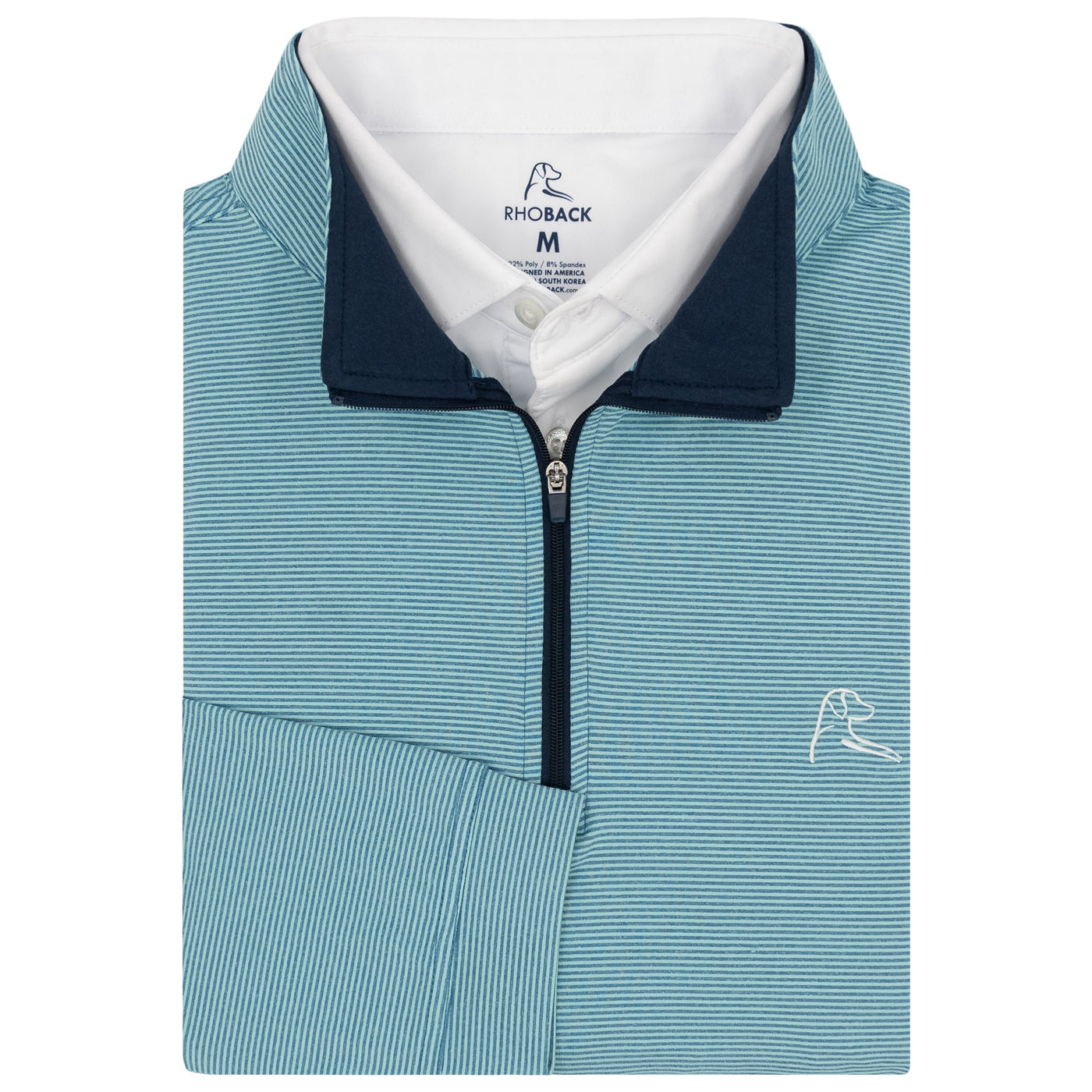 Riva Heather Stripe Performance Q-Zip | The Riva Heather Stripe - Antigua Green/Cadet Blue
