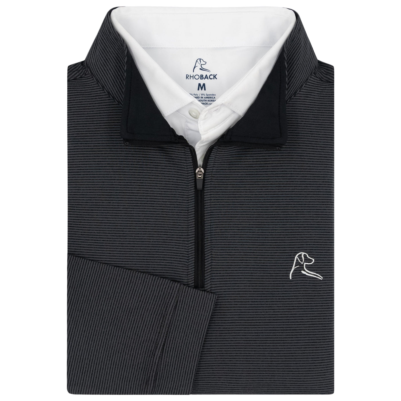 Riva Heather Stripe Performance Q-Zip | The Riva Heather Stripe - Charcoal Grey/Midnight Black