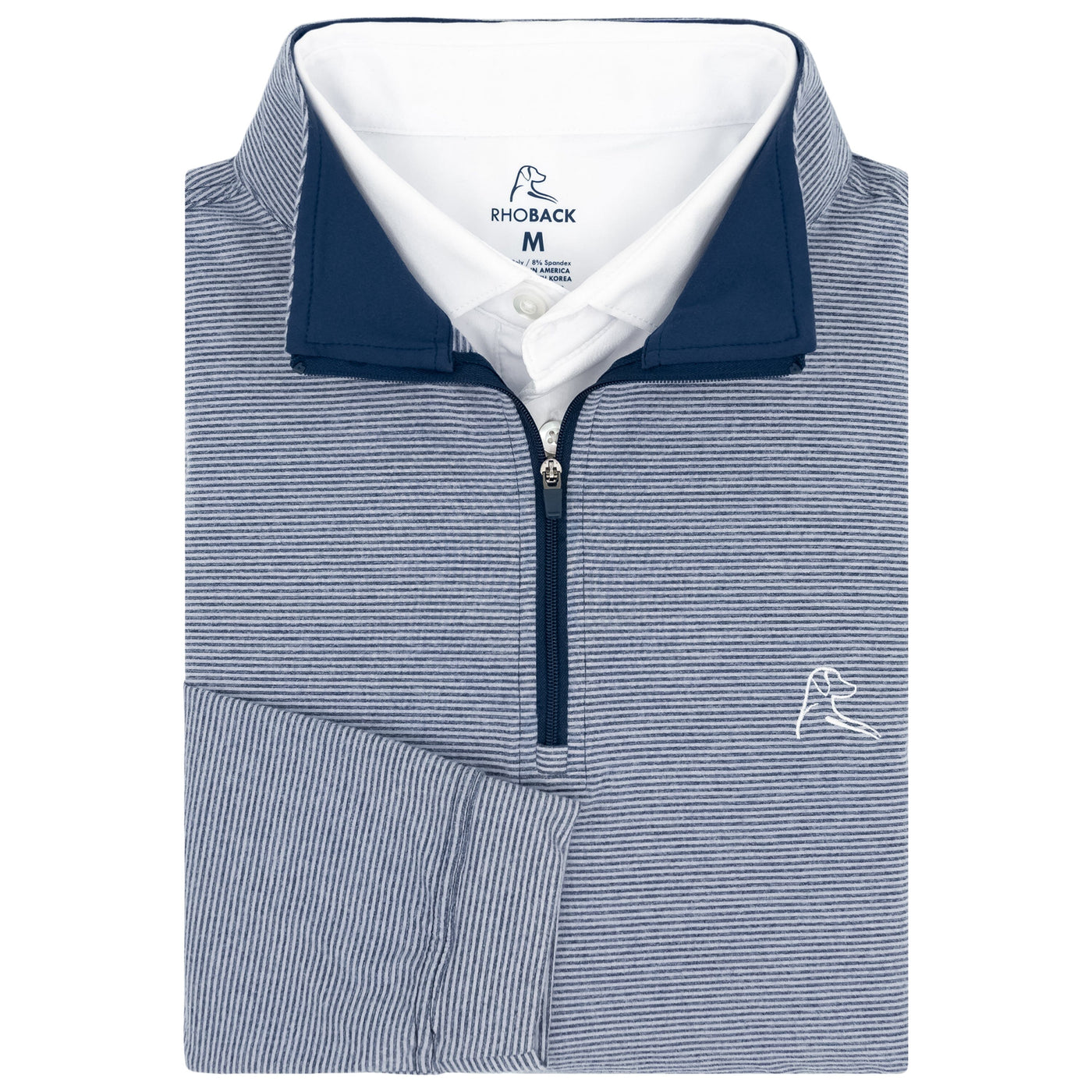 Riva Heather Stripe Performance Q-Zip | The Riva Heather Stripe - Fleet Navy/White