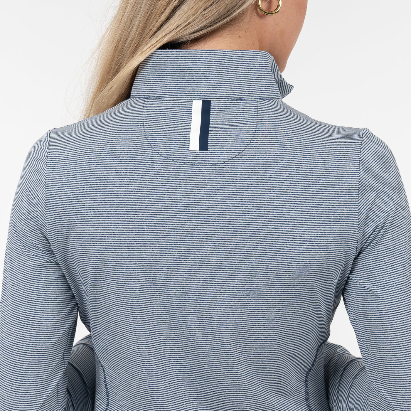 Riva Heather Stripe Performance Q-Zip | The Riva Heather Stripe - Fleet Navy/White