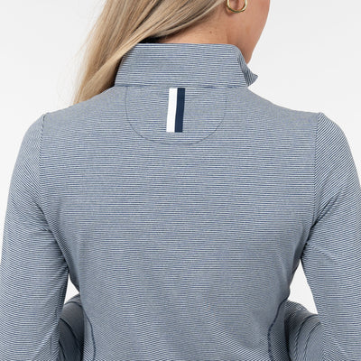 Riva Heather Stripe Performance Q-Zip | The Riva Heather Stripe - Fleet Navy/White