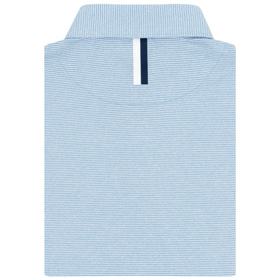 The Whaler Heather Stripe | Long Sleeve Performance Polo | The Whaler Heather Stripe - Birdie Blue/White