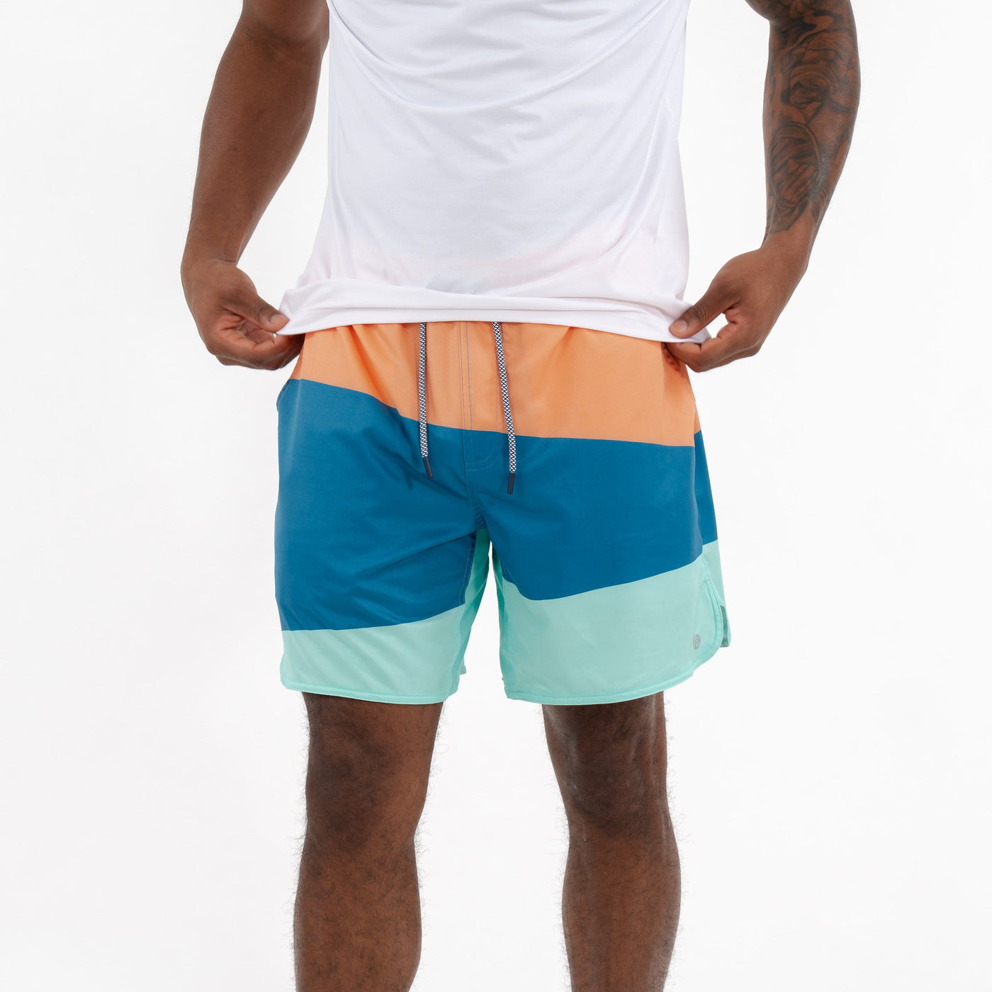 Grit Gym Short - 7" | The Rogue Colorblock - Melon/Mariner Blue/Mint Green