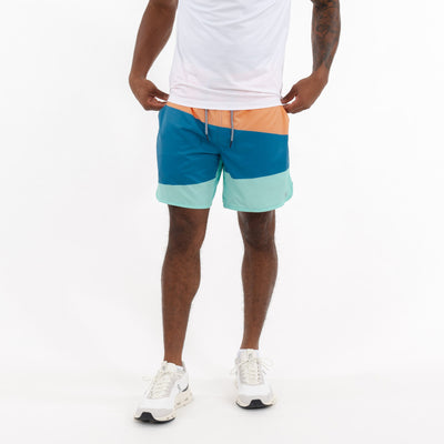 Grit Gym Short - 7" | The Rogue Colorblock - Melon/Mariner Blue/Mint Green