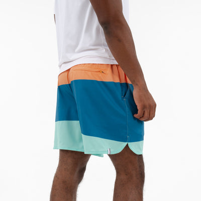 Grit Gym Short - 7" | The Rogue Colorblock - Melon/Mariner Blue/Mint Green