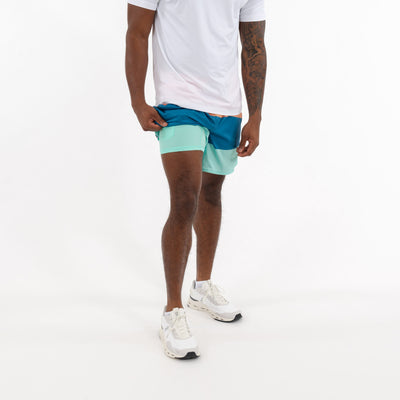 Grit Gym Short - 7" | The Rogue Colorblock - Melon/Mariner Blue/Mint Green