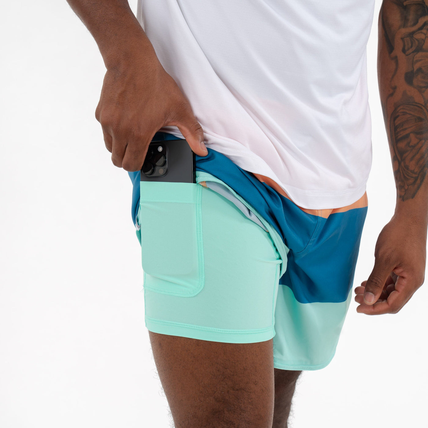 Grit Gym Short - 7" | The Rogue Colorblock - Melon/Mariner Blue/Mint Green