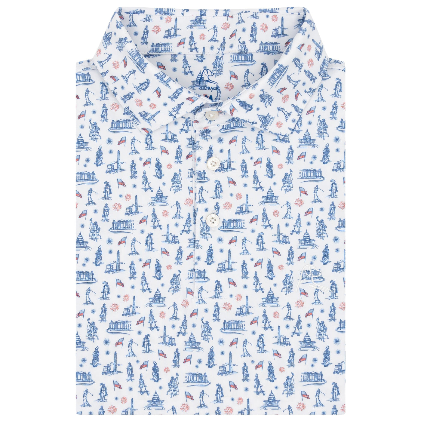 The Scramble Of '76 | Performance Polo | The Scramble Of '76 - White/Short Stop Blue - USA