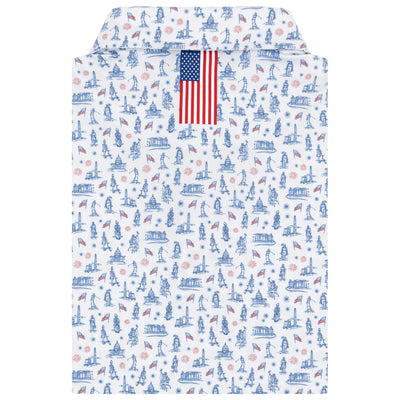 The Scramble Of '76 | Performance Polo | The Scramble Of '76 - White/Short Stop Blue - USA