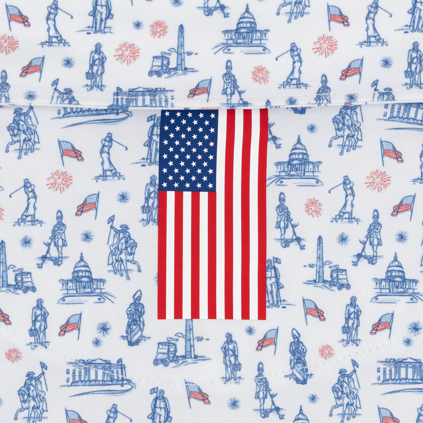 The Scramble Of '76 | Performance Polo | The Scramble Of '76 - White/Short Stop Blue - USA