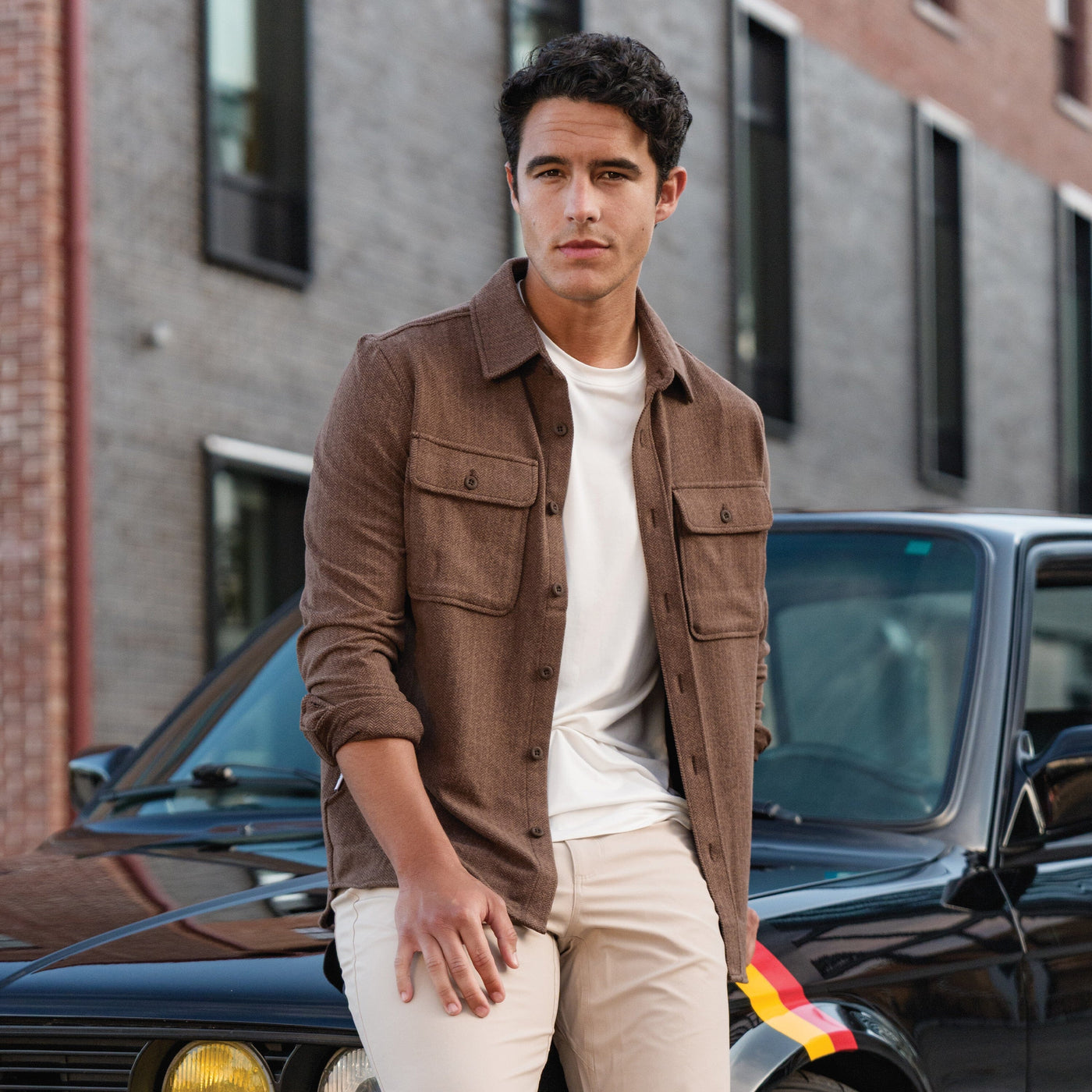 Sheffield Shirt | The Herringbone Jacquard - Sepia/Cocoa