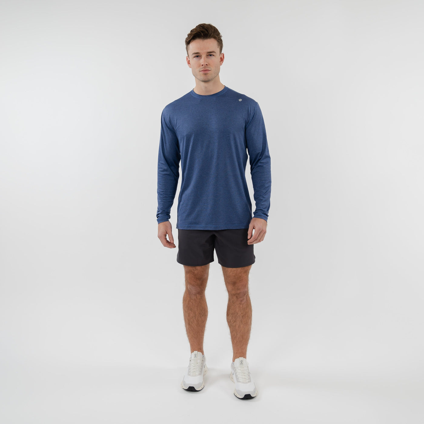 Blitz Tech Long Sleeve Tee | Heather - Deep Navy/Short Stop Blue