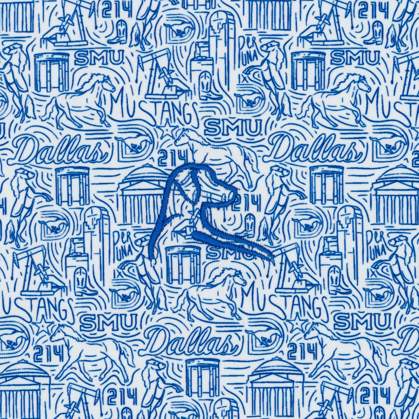 The SMU Boulevard™ | Collegiate Polo | The SMU Boulevard™ - White/Ocean Blue