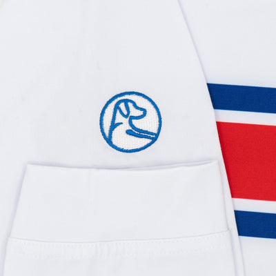 SMU Helmet Stripe Collegiate Q-Zip | The SMU Helmet Stripe - White/Ocean Blue
