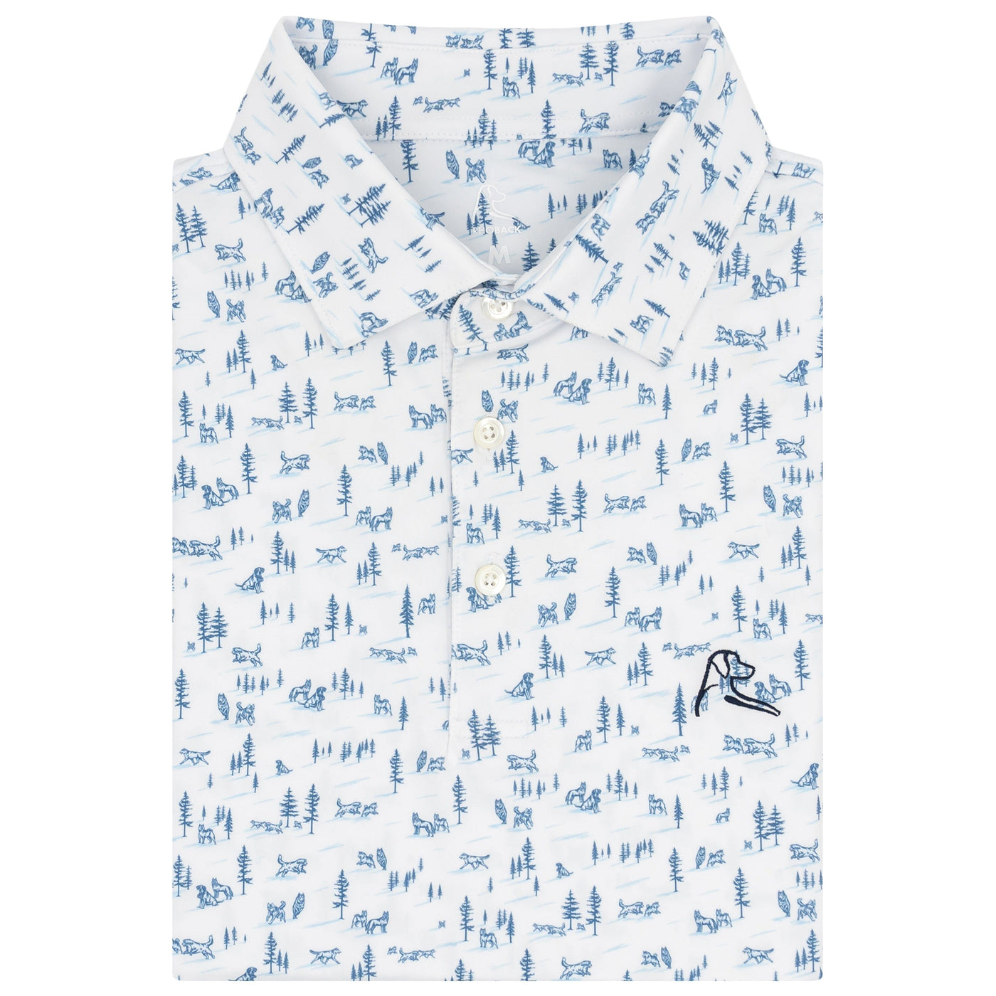 The Snow Dog | Performance Polo | The Snow Dog - White/Highcountry Blue