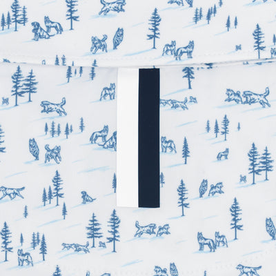 The Snow Dog | Performance Polo | The Snow Dog - White/Highcountry Blue