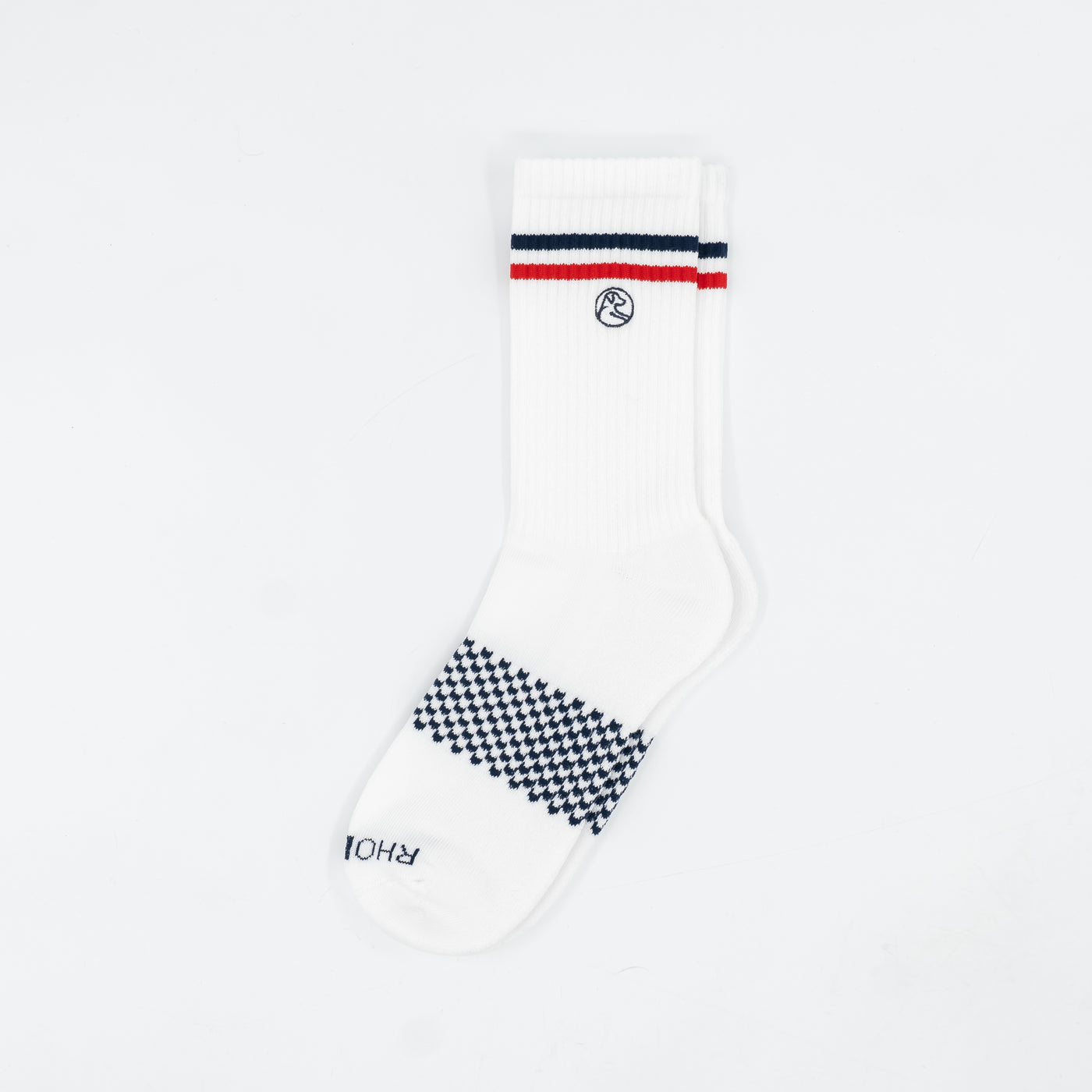 Stratus Performance Crew Socks | Solid - White - Cardinal Red/Fleet Navy
