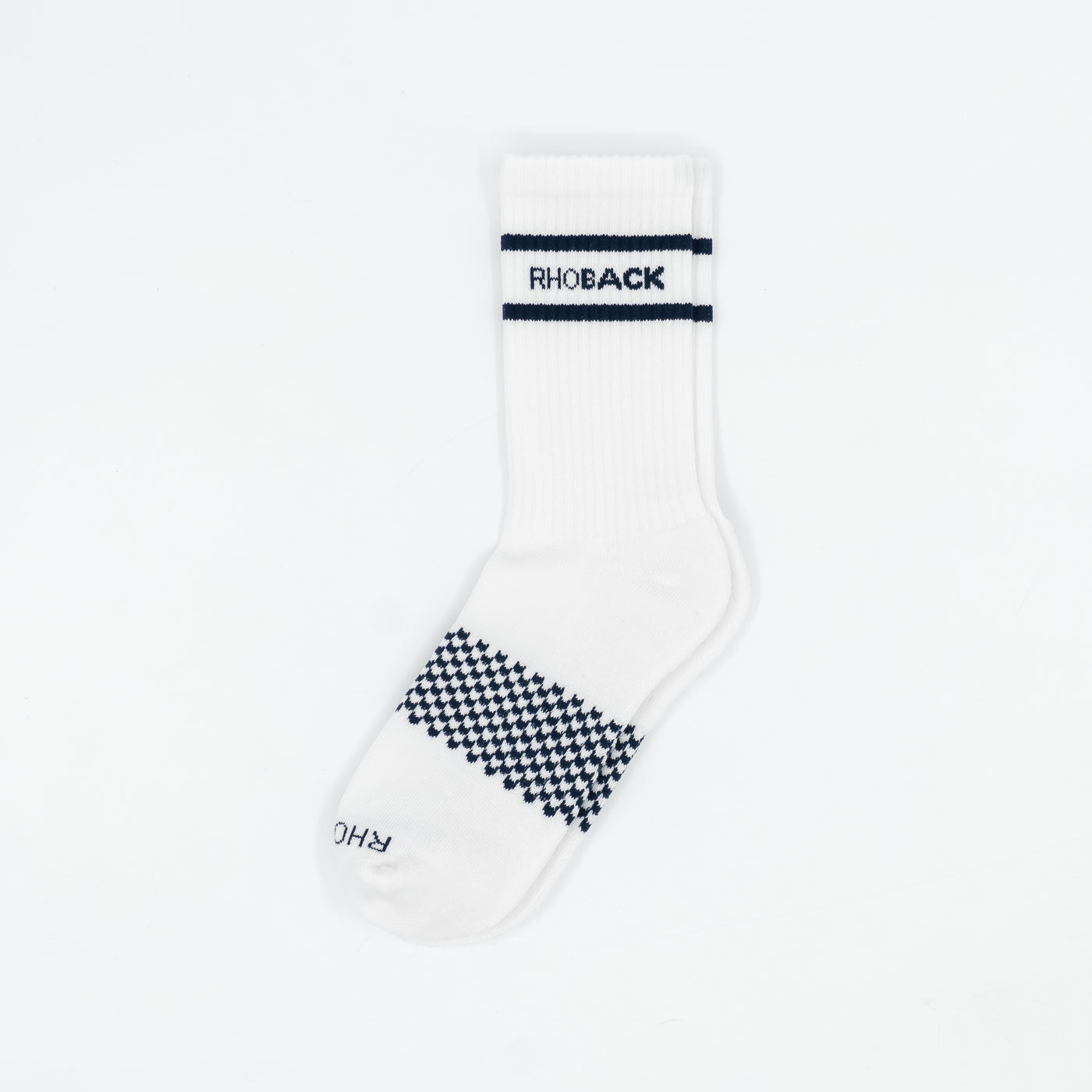 Stratus Performance Crew Socks | Solid - White - Fleet Navy/Fleet Navy