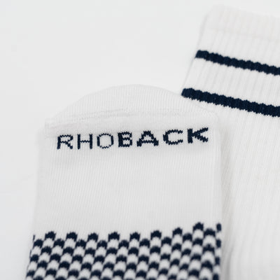 Stratus Performance Crew Socks | Solid - White - Fleet Navy/Fleet Navy