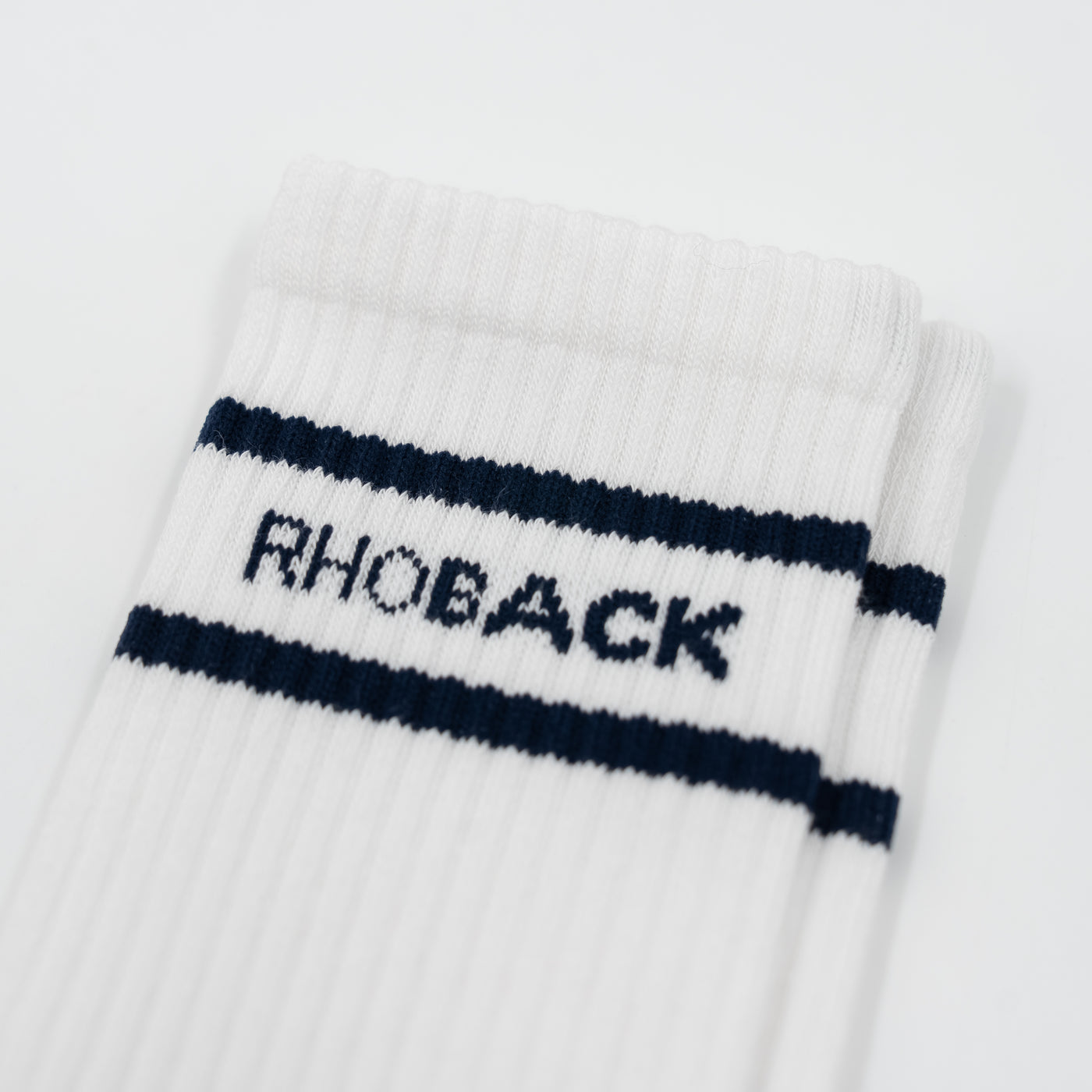 Stratus Performance Crew Socks | Solid - White - Fleet Navy/Fleet Navy