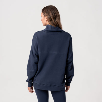 Bedford Oversized Mockneck | Solid - Fleet Navy