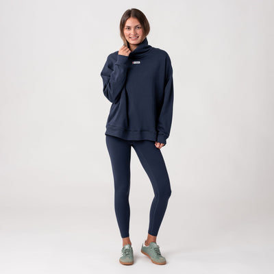 Bedford Oversized Mockneck | Solid - Fleet Navy