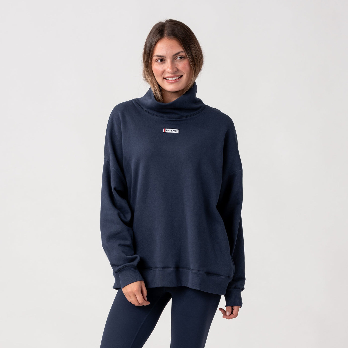 Bedford Oversized Mockneck | Solid - Fleet Navy