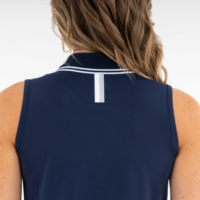 Brooke Sleeveless Performance Polo | Solid - Fleet Navy