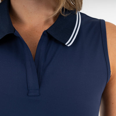 Brooke Sleeveless Performance Polo | Solid - Fleet Navy