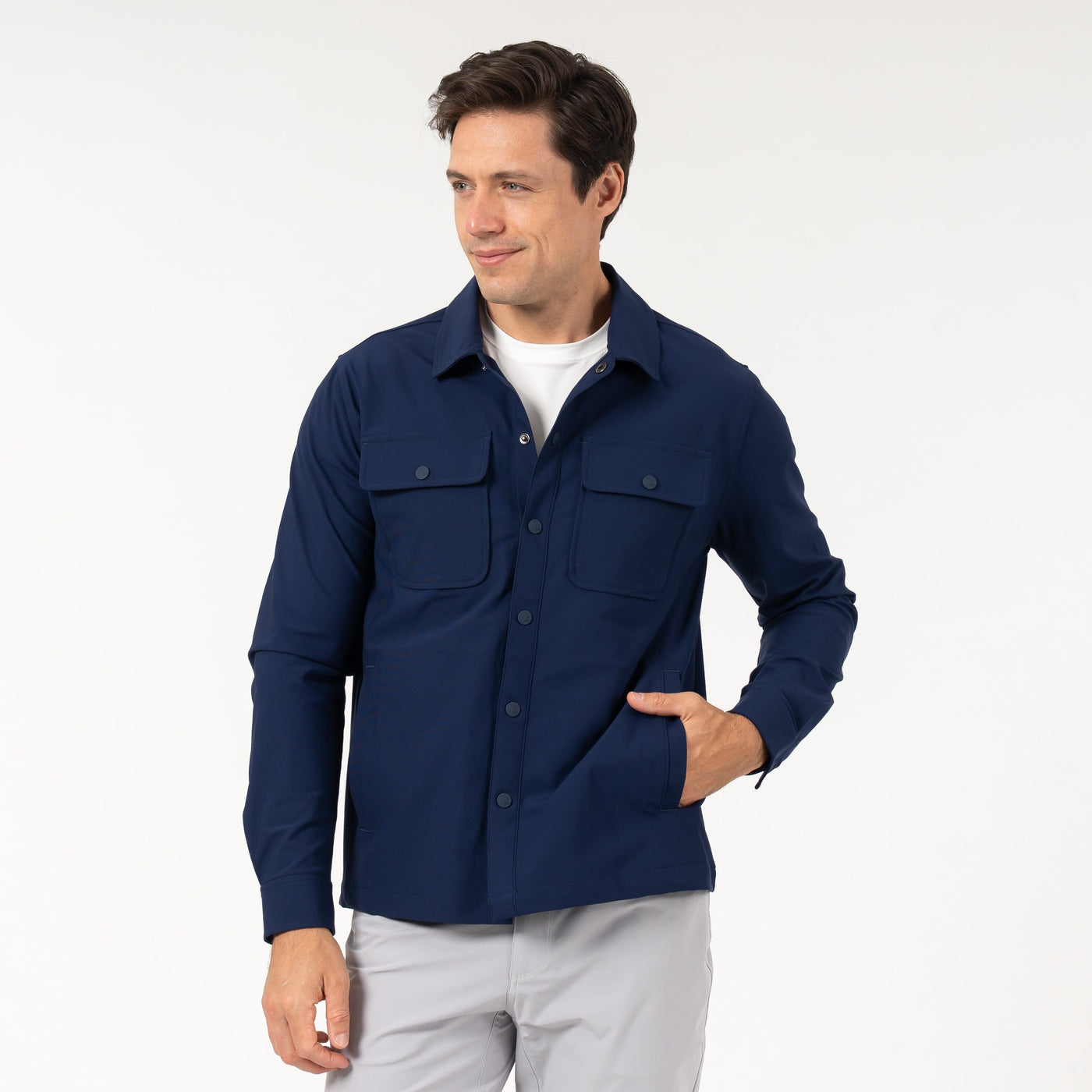 Delta Shirt Jacket | Solid - Fleet Navy
