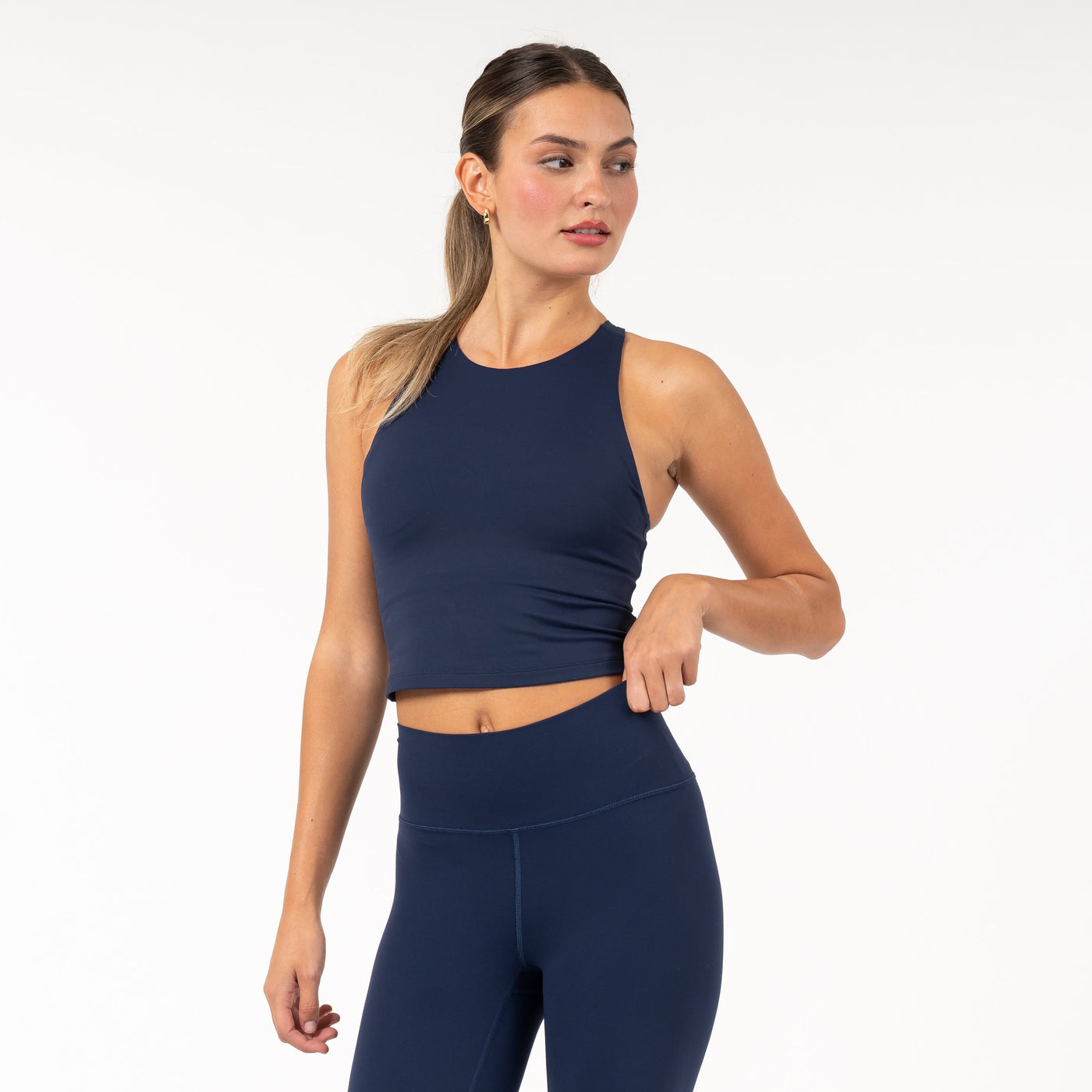 Vista Crop Tank | Solid - Fleet Navy
