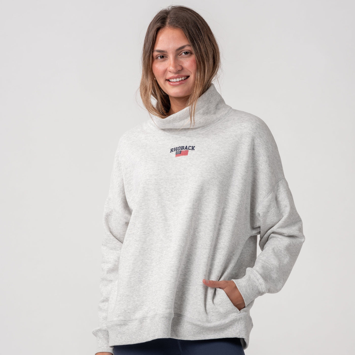 Bedford Oversized Mockneck | Heather - Ivory - USA