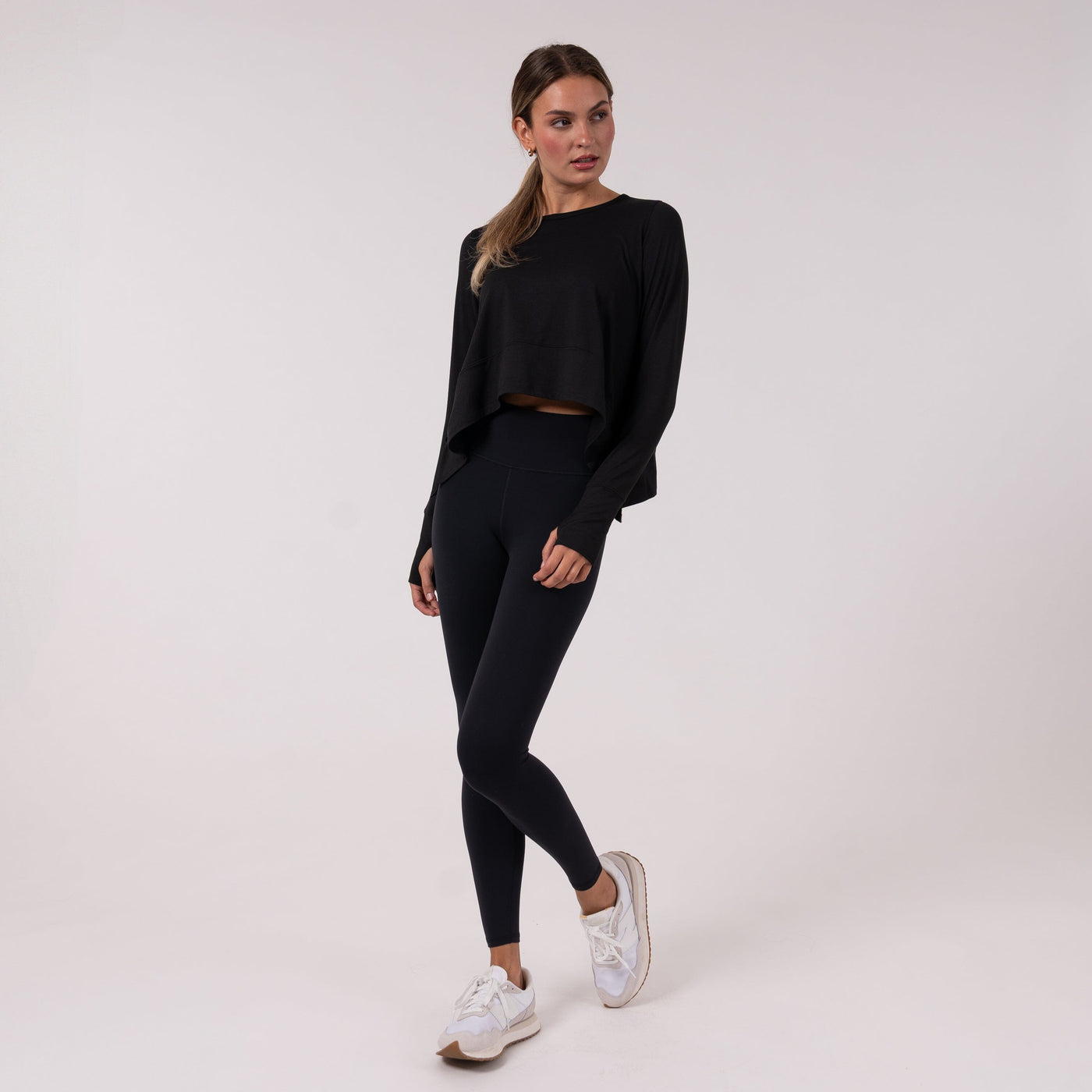 Drift Long Sleeve Flowy Tee | Solid - Midnight Black
