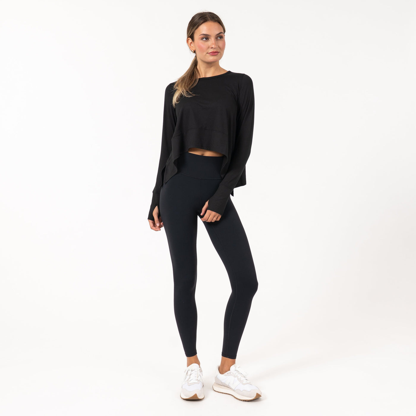 Drift Long Sleeve Flowy Tee | Solid - Midnight Black