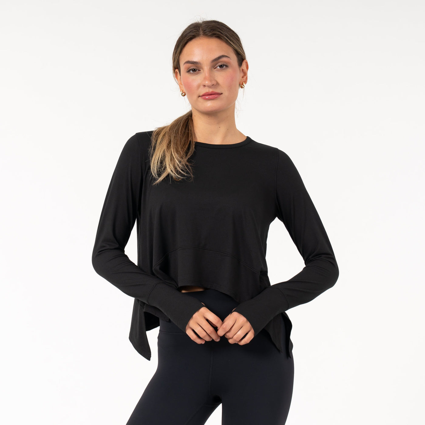 Drift Long Sleeve Flowy Tee | Solid - Midnight Black