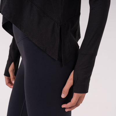 Drift Long Sleeve Flowy Tee | Solid - Midnight Black