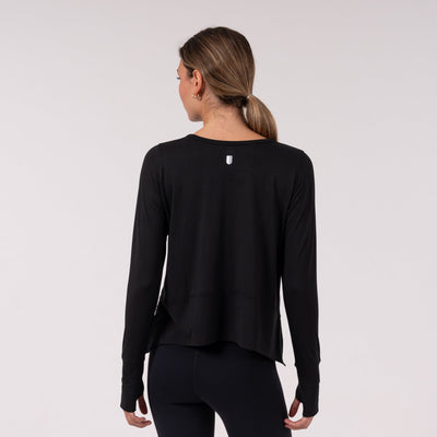 Drift Long Sleeve Flowy Tee | Solid - Midnight Black