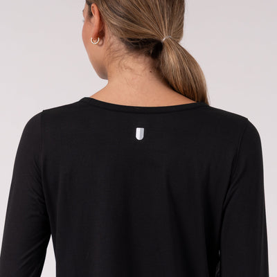 Drift Long Sleeve Flowy Tee | Solid - Midnight Black