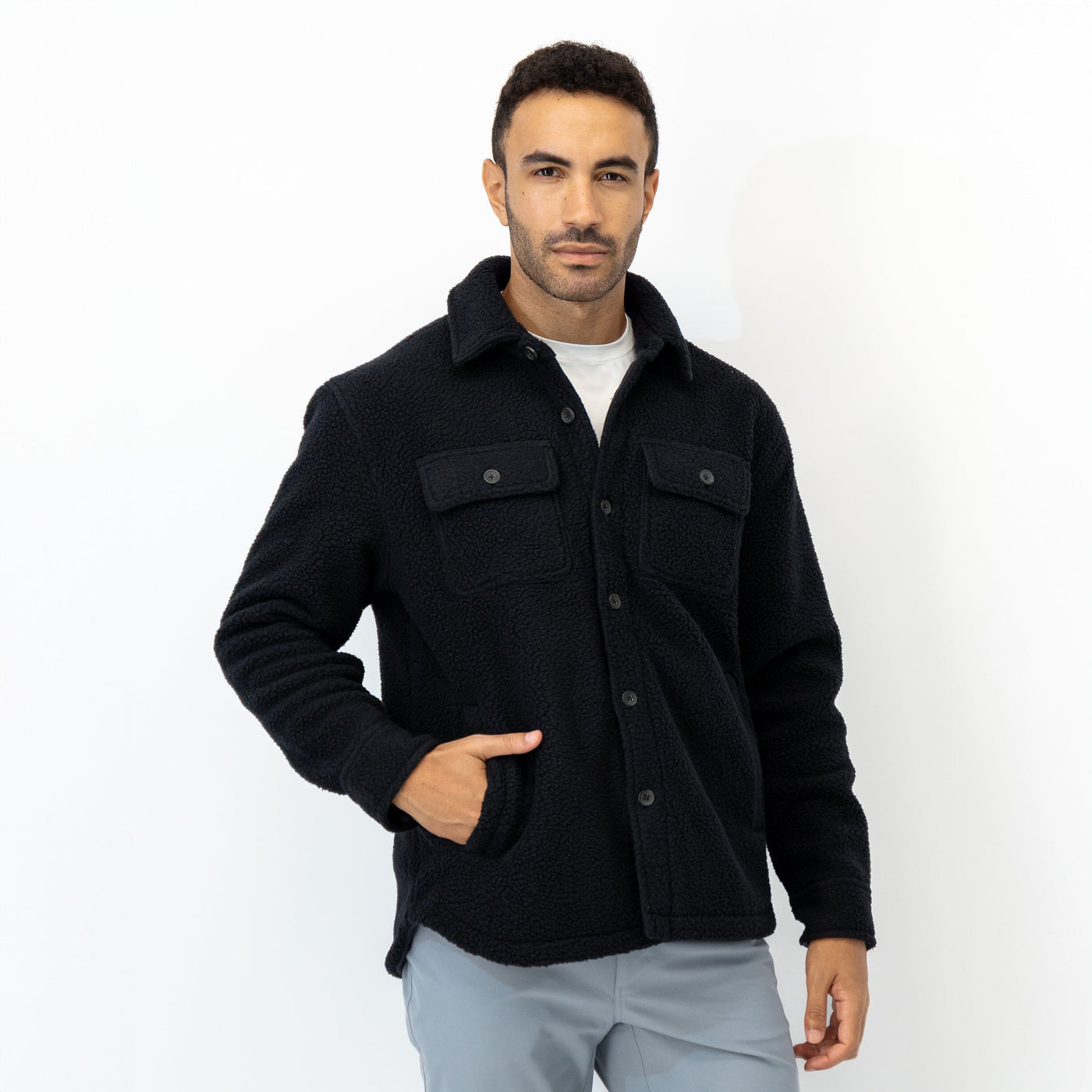 Summit Fleece Shirt Jacket | Solid - Midnight Black