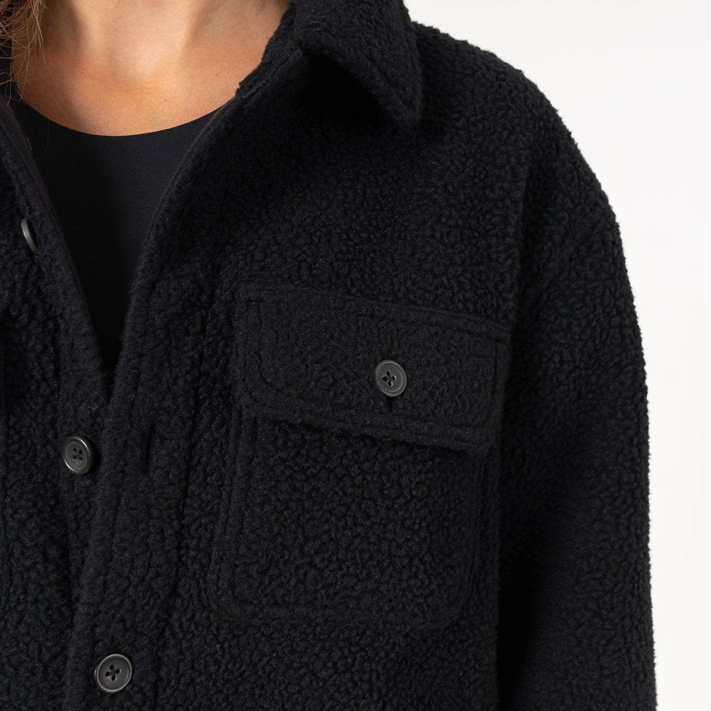 Summit Fleece Shirt Jacket | Solid - Midnight Black (Women)