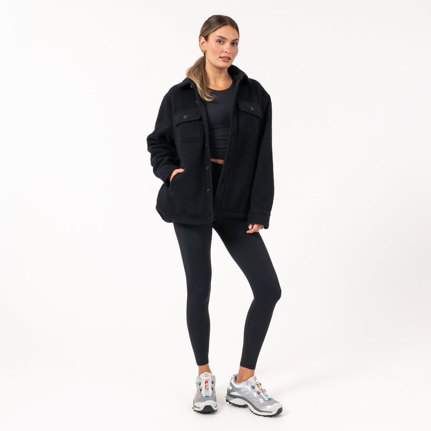 Summit Fleece Shirt Jacket | Solid - Midnight Black (Women)