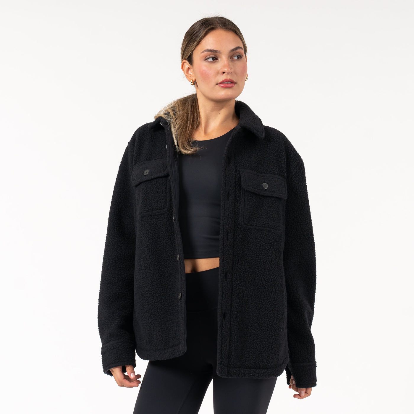 Summit Fleece Shirt Jacket | Solid - Midnight Black (Women)